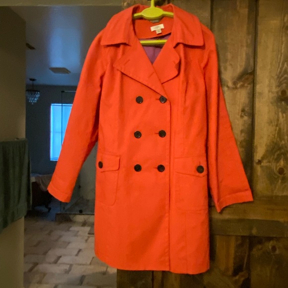 Ann Taylor Loft coral trench coat - Picture 2 of 12